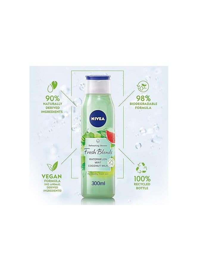 Nivea Shower Gel Body Wash Watermelon Mint and Coconut Milk 300ml - Image 3