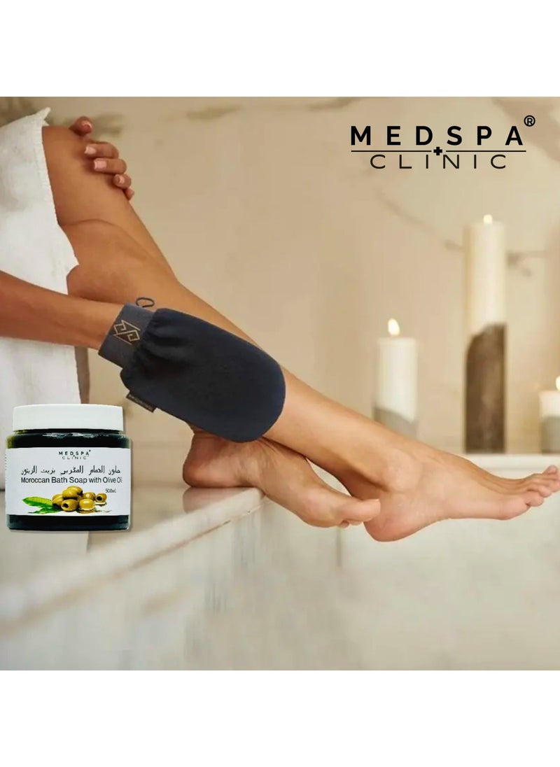 MEDSPACLINIC Moroccan Olive Soap with Luffa,Natural Purifying, Cleansing, Exfoliating for Hammam Ritual 500ml  - Image 4
