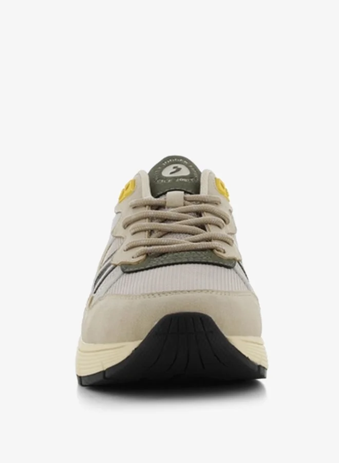 اس جي Men's Textured Sneakers with Lace-Up Closure
