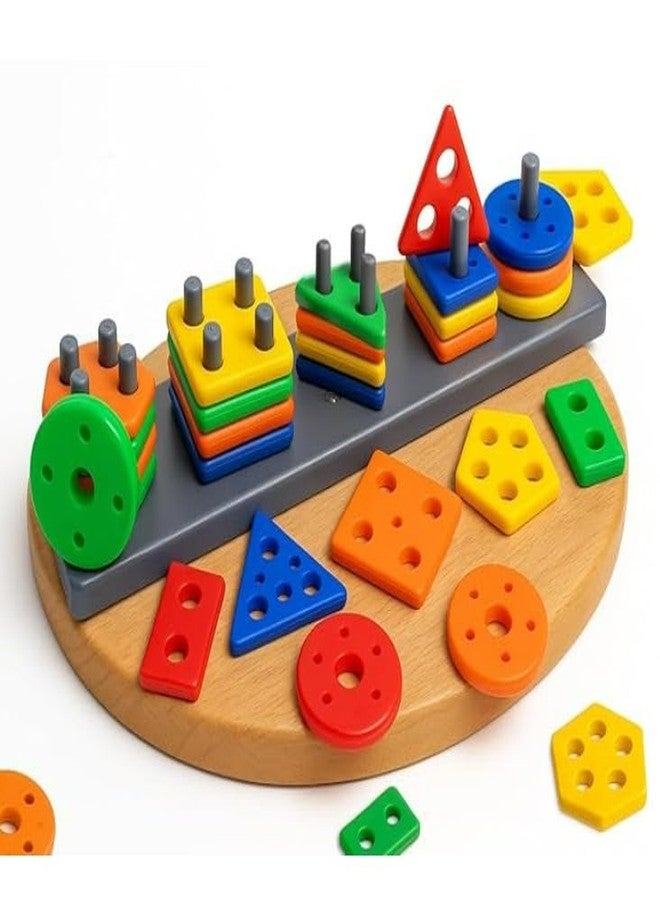 Kafron Geometric Angle Blocks for Kids | 30 Pcs Montessori Sorting & Stacking Educational Toy | Colorful Shape Sorter Puzzle for Toddlers 1-3 Years | Preschool Learning Activity Toy for Boys & Girls - Image 1