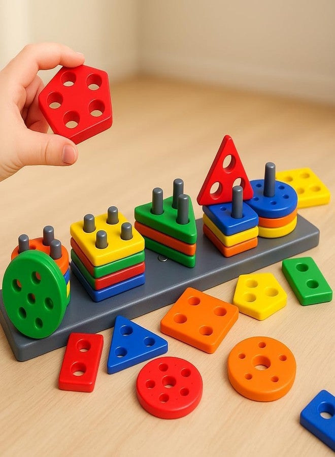 Kafron Geometric Angle Blocks for Kids | 30 Pcs Montessori Sorting & Stacking Educational Toy | Colorful Shape Sorter Puzzle for Toddlers 1-3 Years | Preschool Learning Activity Toy for Boys & Girls - Image 4
