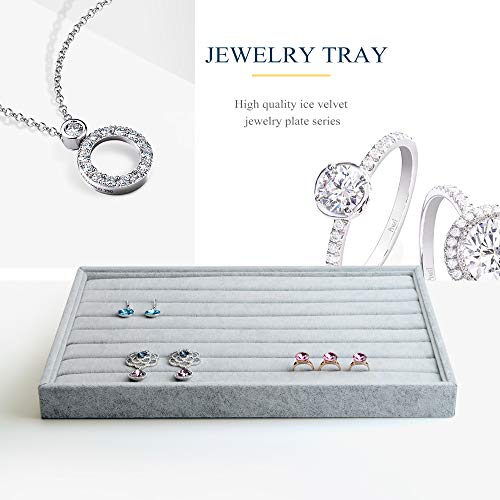 Oirlv Velvet 7 Slots Ring Earrings Studs Tray Showcase Display Jewelry Organizer - Image 2