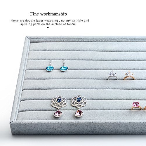 Oirlv Velvet 7 Slots Ring Earrings Studs Tray Showcase Display Jewelry Organizer - Image 3