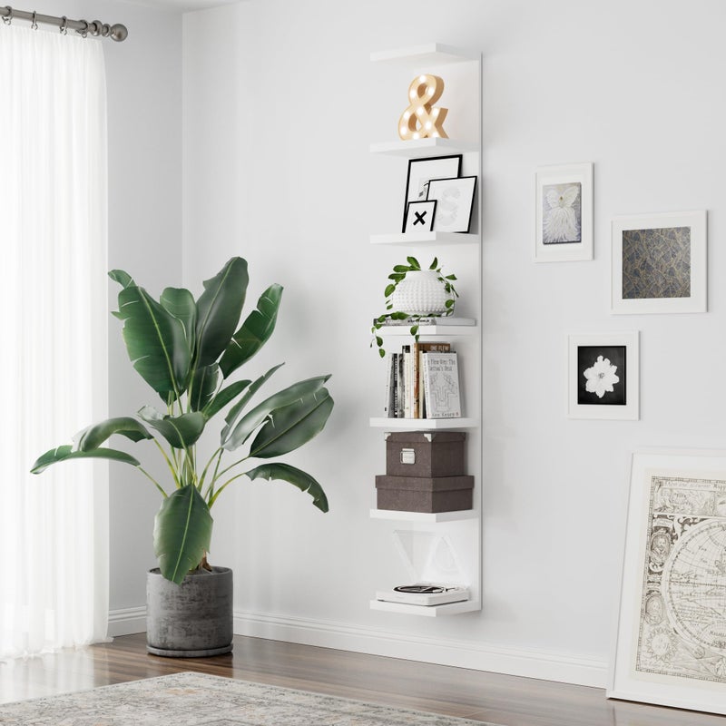 BKALEME 7 Tier Wall Shelf Unit, Floating Shelves for Storage Home Display, Versatile Lack Wall Shelves for Bedroom,Living Room,Office Decor, Tall Long Shelf for Book,Shoe,Vanity, Purse and TV White - Image 4