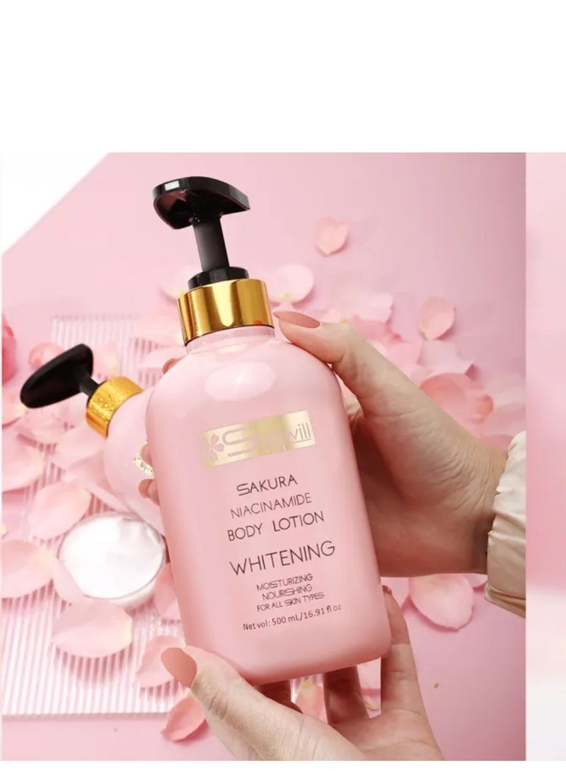 SAKURA Shawel Sakura Niacinamide Whitening Body Lotion - 500ml - Image 1