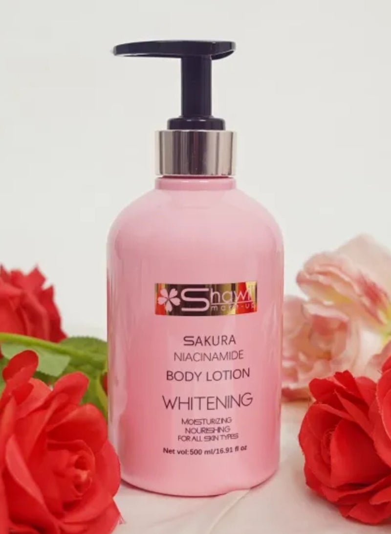 SAKURA Shawel Sakura Niacinamide Whitening Body Lotion - 500ml - Image 2