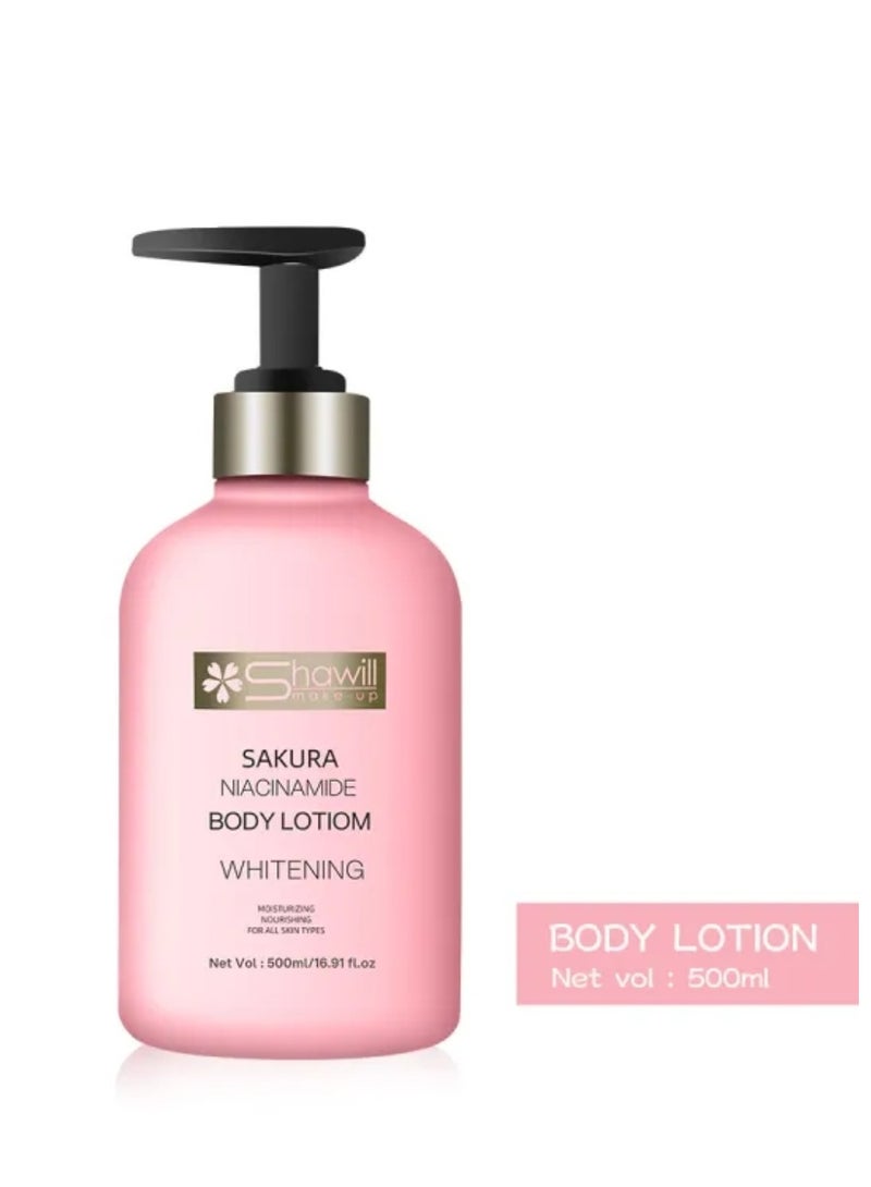 SAKURA Shawel Sakura Niacinamide Whitening Body Lotion - 500ml - Image 3