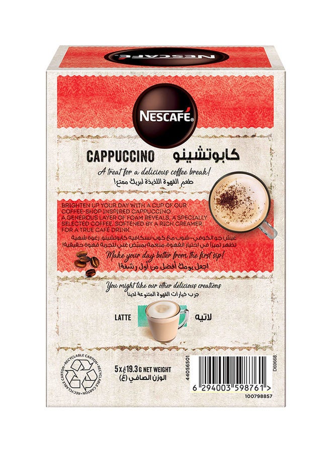 Nescafe Cappuccino Foamy Coffee Mix With Chocolate Sprinkle 5 Sachets 19.3grams - Image 2