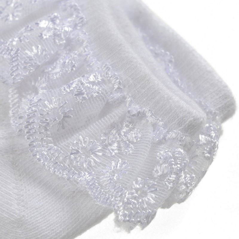 EPEIUS Baby-Girls Eyelet Frilly Lace Socks Cotton Rich Infant Girl Princess Ankle Socks (Pack of 2) 6-12 Months White - Image 5