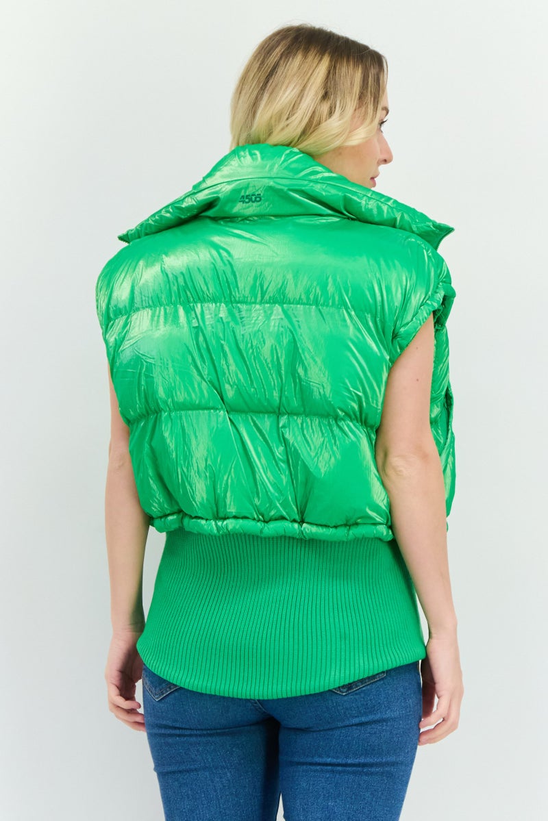 ASOS تصميم أسوس سترة نسائية عالية الرقبة مبطنة بلون أخضر - Image 3
