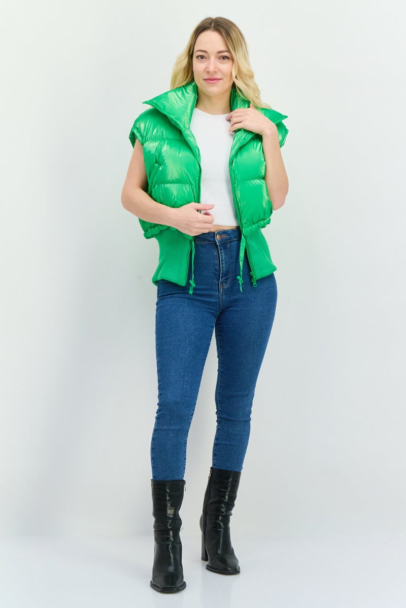 ASOS تصميم أسوس سترة نسائية عالية الرقبة مبطنة بلون أخضر - Image 4