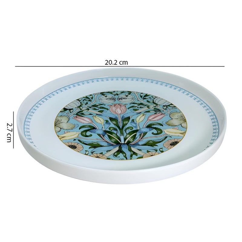 Lemon Tree Ceramic Fine Porcelain Round Deep 8-Inch Snack/Quarter Plate - 20.2 cm Diameter, 3 cm Height - Decal Prints - Elegant Serving Plate - Packed in Color Box (Pattren 1) - Image 2