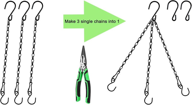 Sersberg Chain for Hanging Plants,11 Inch Black Hanging Chain, Small Hanging Basket Chain Kits with Hooks for Bird Feeder Hanging Basket Extender Porch Wind Chime (Black, 11 Inch-6PCS) - Image 5