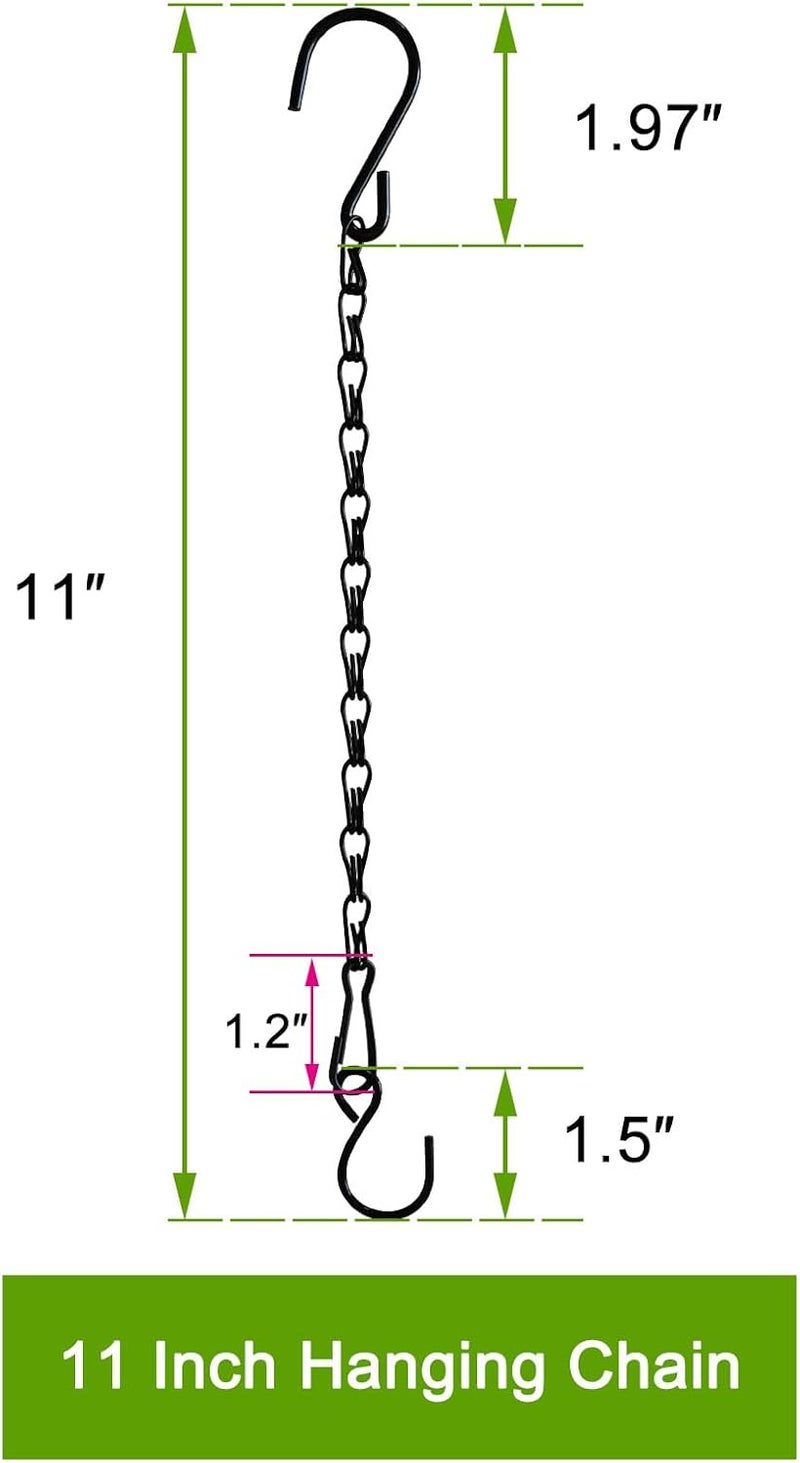 Sersberg Chain for Hanging Plants,11 Inch Black Hanging Chain, Small Hanging Basket Chain Kits with Hooks for Bird Feeder Hanging Basket Extender Porch Wind Chime (Black, 11 Inch-6PCS) - Image 2