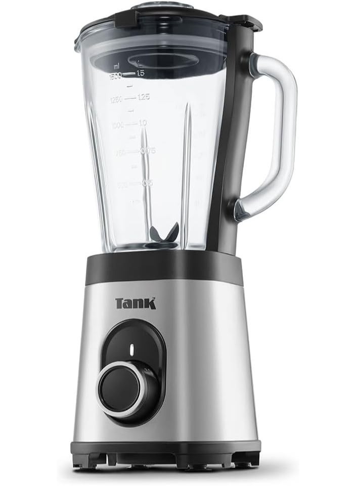 TANK Tank Super Blender, 1.5L Glass Jug, with 500ml Stainless Steel Grinder and 900ml BPA Free Plastic Bottle, 800 Watts, YB-S62k GR, 2-Year Warranty - Image 2