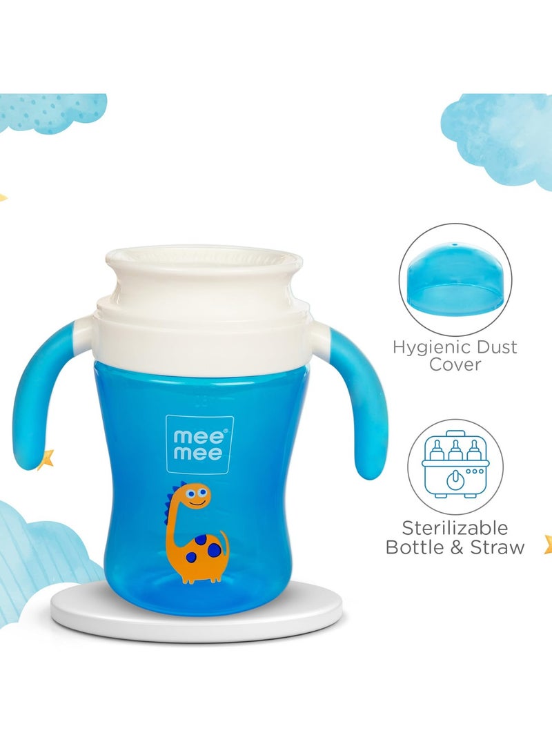 Mee Mee BPA Free 2 in 1 Convertible Sipper Cup with Soft Spout and Straw Anti-Leak Detachable Handle for Babies Toddlers Kids 240ml Blue (Plastic) - Image 3