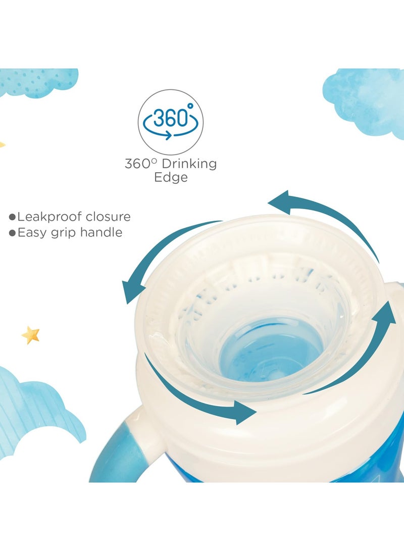 Mee Mee BPA Free 2 in 1 Convertible Sipper Cup with Soft Spout and Straw Anti-Leak Detachable Handle for Babies Toddlers Kids 240ml Blue (Plastic) - Image 4