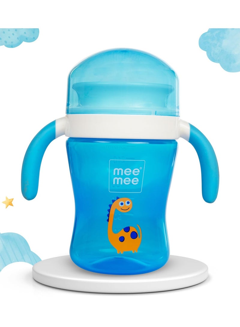 Mee Mee BPA Free 2 in 1 Convertible Sipper Cup with Soft Spout and Straw Anti-Leak Detachable Handle for Babies Toddlers Kids 240ml Blue (Plastic) - Image 2