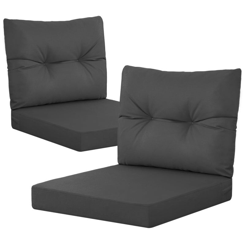 YEFU 24x24 Outdoor Cushions for Patio Furniture: Waterproof Fade Resistant Outdoor Seat Cushions Set of 2 - Olefin Deep Seat Paio Cushion Pads Replacement with Ties for Chair Sofa Couch(Dark Gray) - Image 1