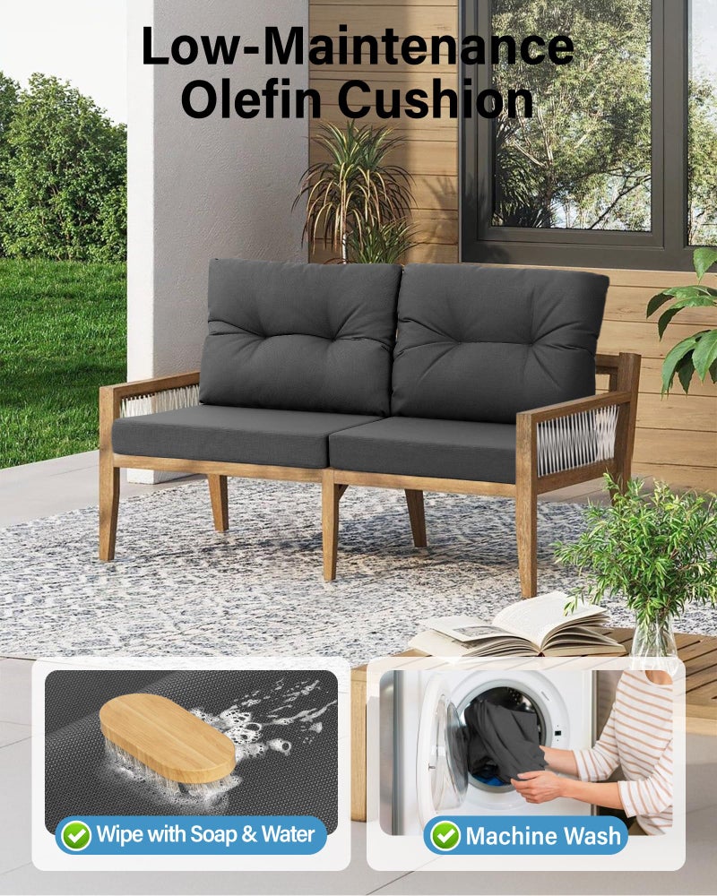 YEFU 24x24 Outdoor Cushions for Patio Furniture: Waterproof Fade Resistant Outdoor Seat Cushions Set of 2 - Olefin Deep Seat Paio Cushion Pads Replacement with Ties for Chair Sofa Couch(Dark Gray) - Image 4