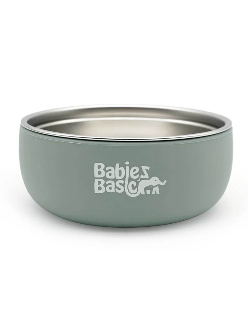 Babies Basic Babies Basic Stainless Steel Bowl with Silicone Sleeve for Kids, Green