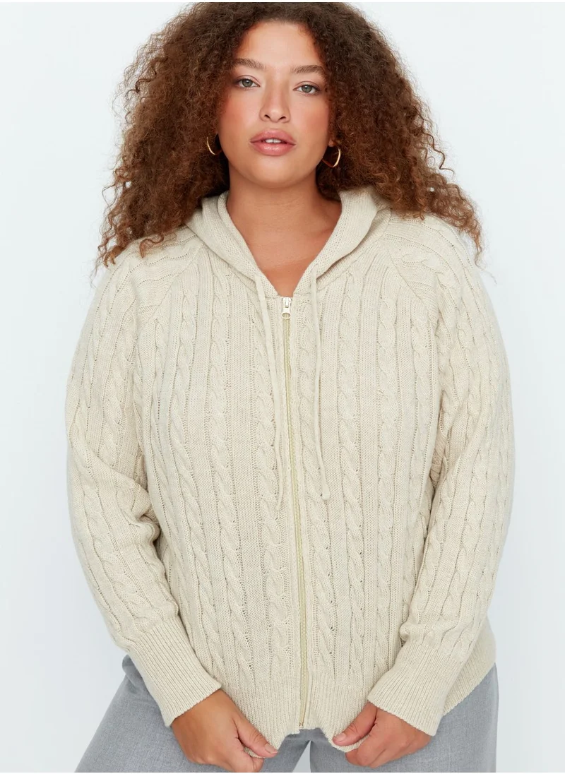 Trendyol Curve Cable Knitted Cardigan