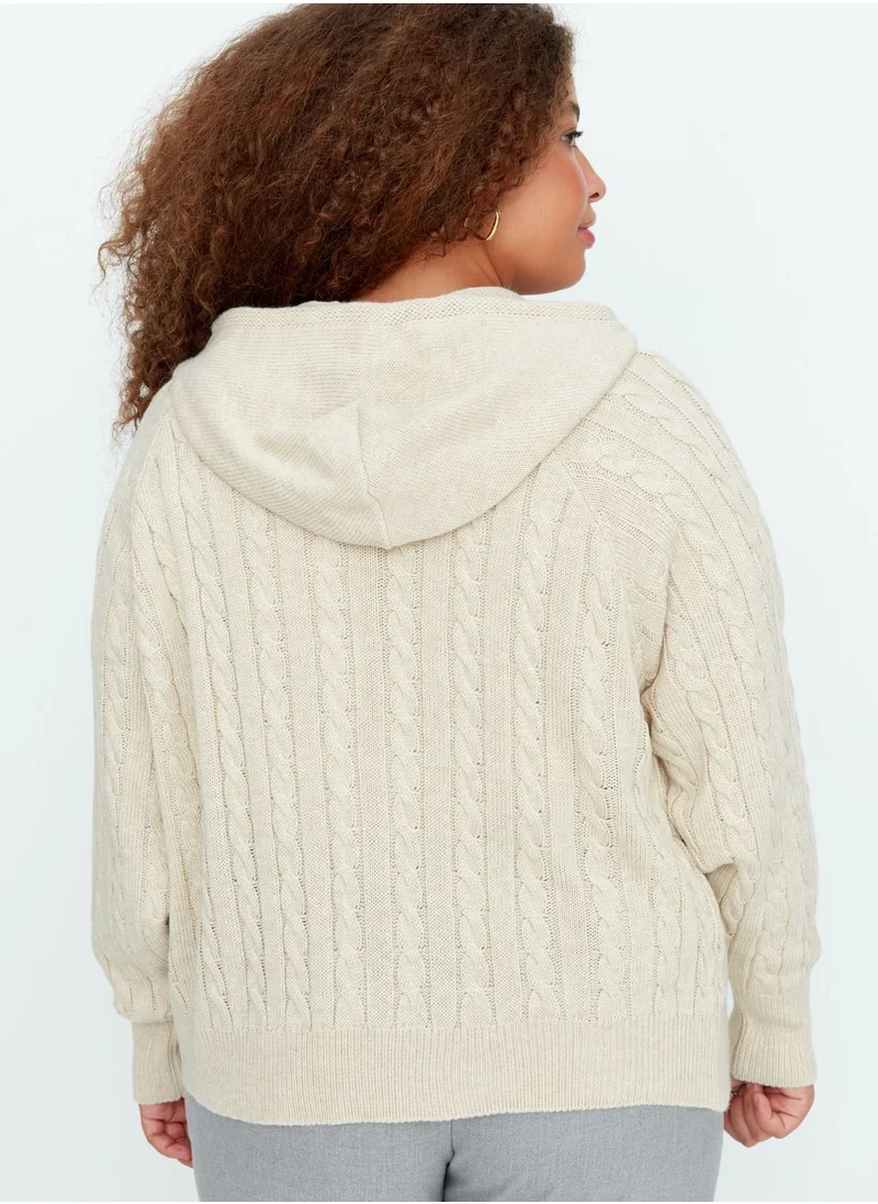 Trendyol Curve Cable Knitted Cardigan