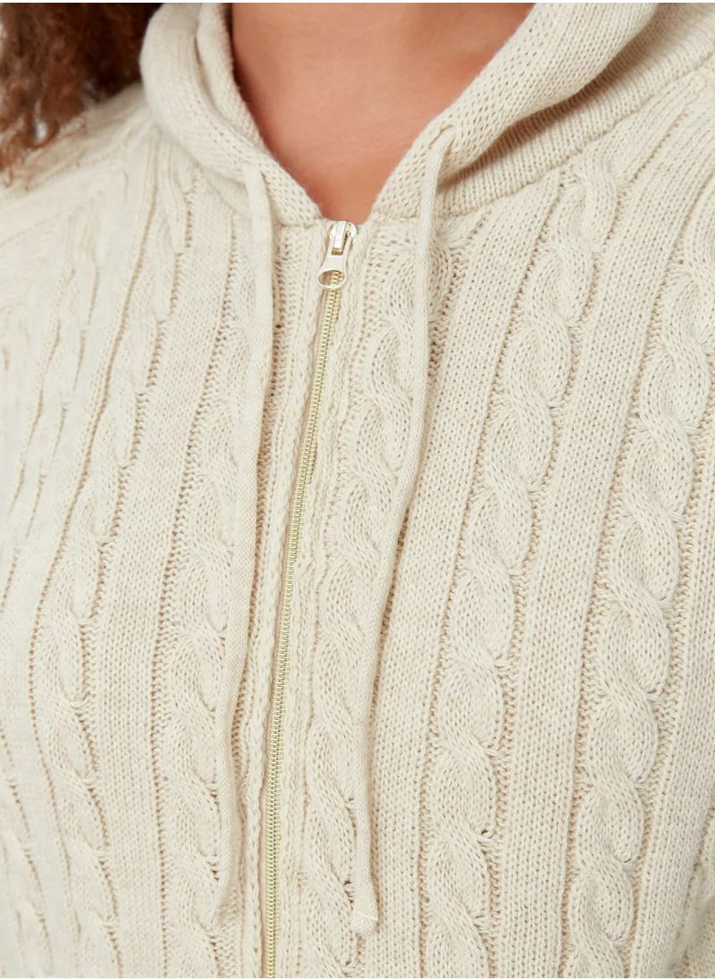 Trendyol Curve Cable Knitted Cardigan