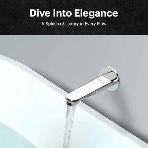 Johnson Bathrooms Coral Brass Bath Tub Spout with Wall Flange for Bathtubs | Faucet for Bathtubs | Wall Mount | Tap with 1 Wall Flange| Chrome Plated| Modern Design| 10 Years Warranty - Image 4