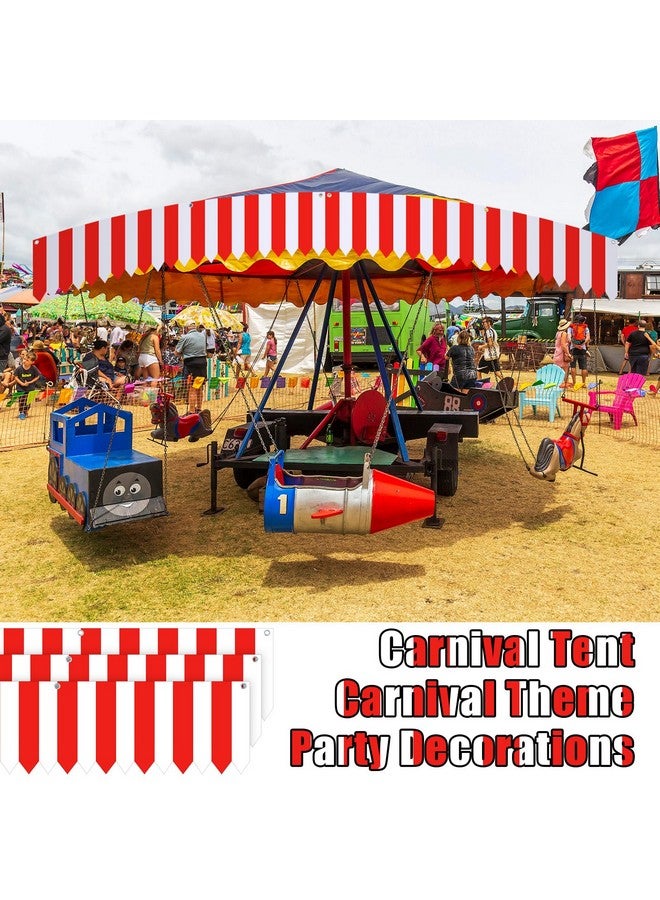 SmoothNovelty Carnival Tent Circus Theme Party Decorations White And Red Striped Circus Awning Decor 3D Awning Circus Tent Canopy For Mardi Gras Carnival Theme Party Decor, 9.84 X 78.74 Inch (3 Pcs) - Image 3