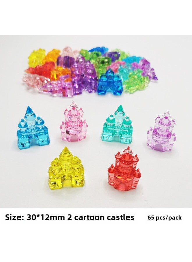 Color Spinning Top Children's Toy Set 3A Acrylic Healthy Durable Material Cartoon Animal Handmade Jewelry-Color:43mm Cartoon Castle (65/bag) - Image 1
