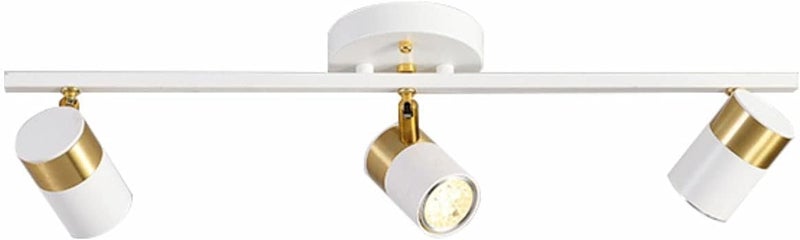Fulesi White 3 Lights Track Lighting Fixtures, LED Track Lighting with Rotatable Light Head & GU10 Bulbs, Ceiling Spotlight Fixtures for Farmhouse Garage Basement Shower - Image 1