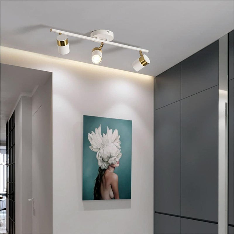 Fulesi White 3 Lights Track Lighting Fixtures, LED Track Lighting with Rotatable Light Head & GU10 Bulbs, Ceiling Spotlight Fixtures for Farmhouse Garage Basement Shower - Image 4