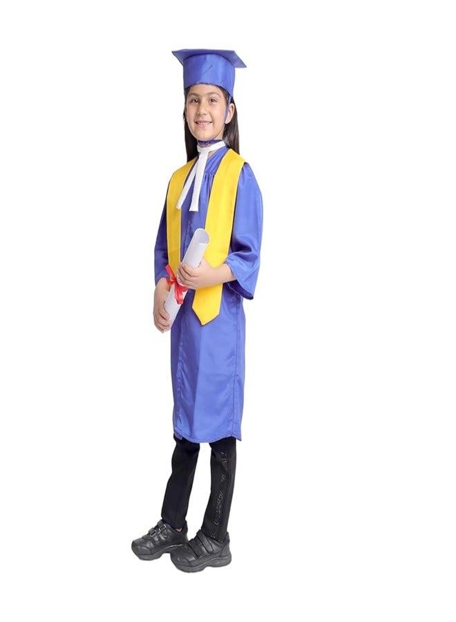 Desi Andaaz Kids Convocation Dress Graduation Gown and Cap Set | Breathable Polyester | Ideal for School, Nursery & Kindergarten Graduation(Blue With Yellow Sash)(2-3 Y) - Image 2