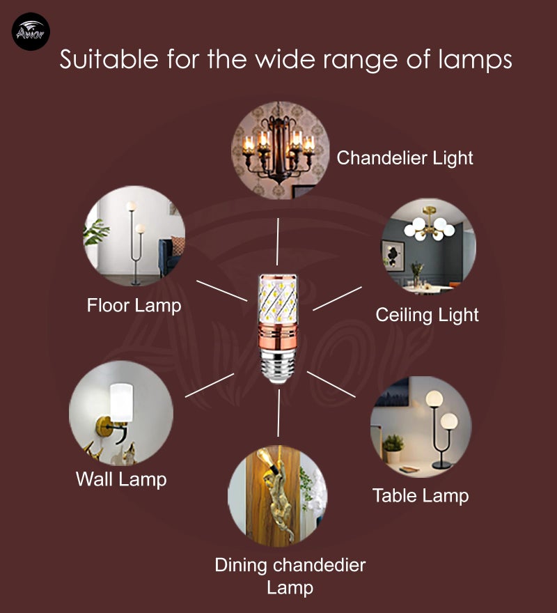 Cruv E27 Screw Type Bulb, E26 Thread Cap Type Bulb for Chandelier, Hanging & Wall Lights (Multi Pack of 3) - Image 3