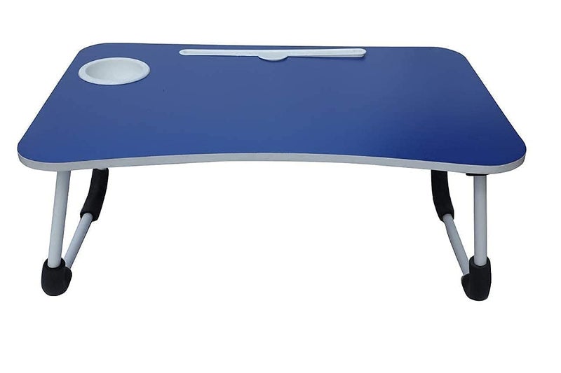 Radiant Wood Smart Multi-Purpose Laptop Table, Dock Stand, Study Table, Bed Table, Foldable, Portable, Ergonomic, Rounded Edges, Non-Slip Legs (Blue) - Image 1