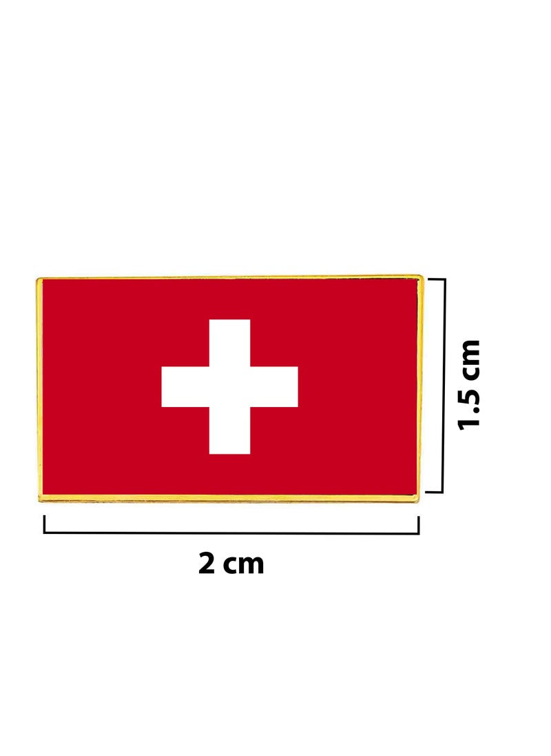 PRINTSHOP4ME - Switzerland National Flag Lapel Pins and Brooch Badge to show your patriotism for Switzerland (Square Badge) - Image 1