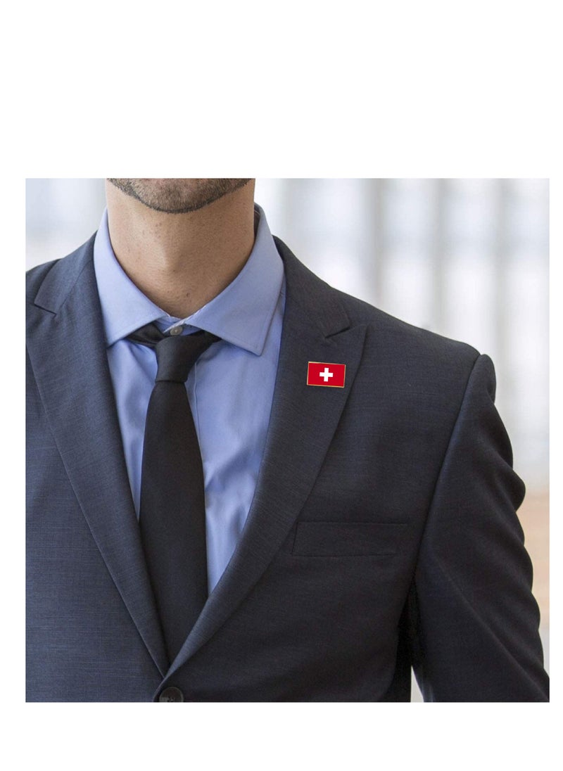 PRINTSHOP4ME - Switzerland National Flag Lapel Pins and Brooch Badge to show your patriotism for Switzerland (Square Badge) - Image 1