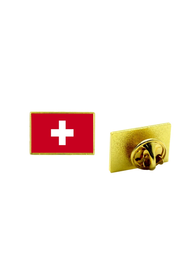 PRINTSHOP4ME - Switzerland National Flag Lapel Pins and Brooch Badge to show your patriotism for Switzerland (Square Badge) - Image 1