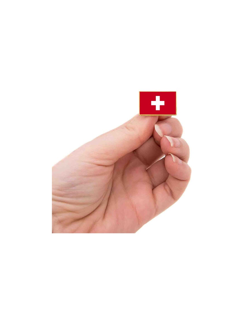 PRINTSHOP4ME - Switzerland National Flag Lapel Pins and Brooch Badge to show your patriotism for Switzerland (Square Badge) - Image 1