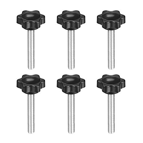 uxcell Clamping Screw Knob, Plum Hex Shaped Grips Star Knob M6 x 50mm Male Thread, 6 Pcs - Image 1