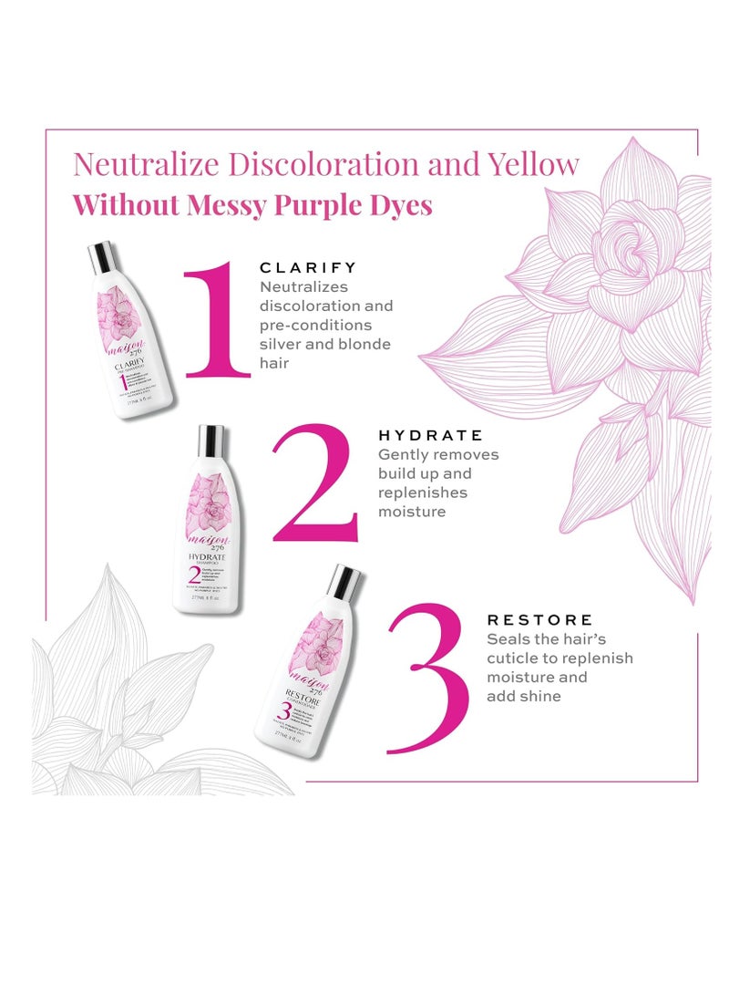 Maison 276 Pre-Shampoo, Shampoo and Conditioner for Silver, Gray & Blonde Hair, 3-Step System Tone-Correcting Shampoo, NOT a Purple Shampoo, Neutralizes Brassiness, Sulfate-Free, 3x 8oz Bottles - Image 2