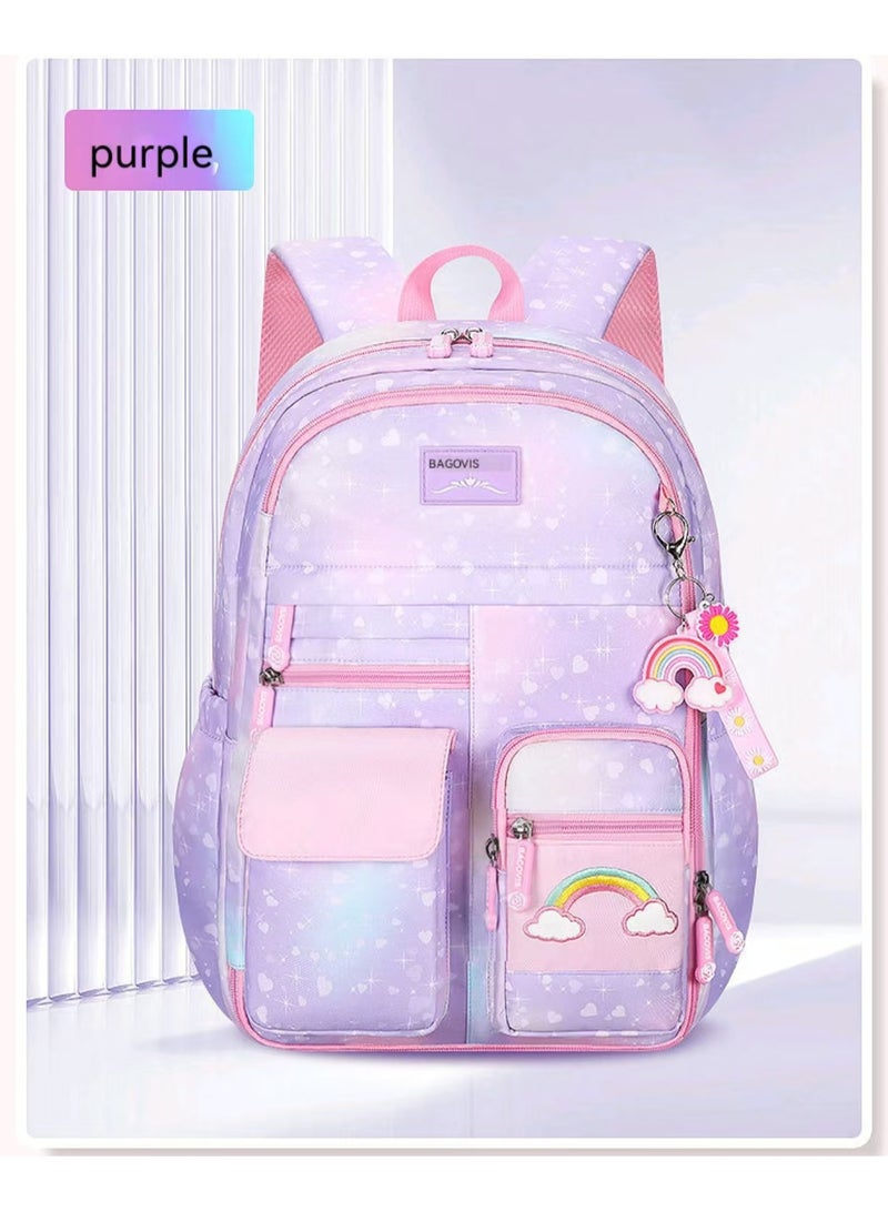 SIJINIAO SIJINIAO - Girls' Backpack, Student Backpack, Purple - Image 1