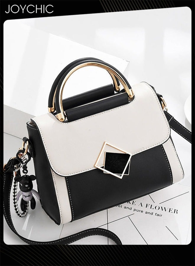 Joychic Handbag for Women Faux Leather Vintage Satchel Small Messenger Crossbody Bag with Detachable Strap Clamshell Design Purse Top Handle Shoulder Bag for Business Traval Shopping  - Image 1