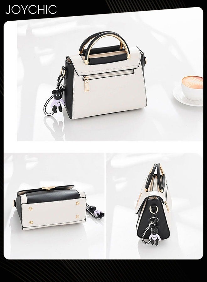 Joychic Handbag for Women Faux Leather Vintage Satchel Small Messenger Crossbody Bag with Detachable Strap Clamshell Design Purse Top Handle Shoulder Bag for Business Traval Shopping  - Image 3