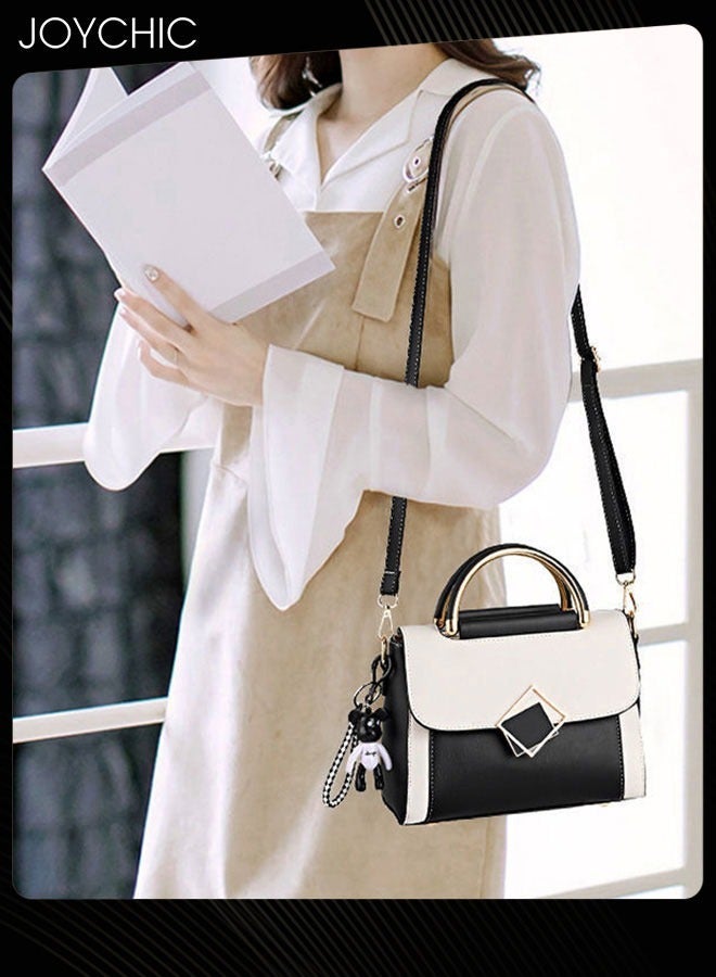 Joychic Handbag for Women Faux Leather Vintage Satchel Small Messenger Crossbody Bag with Detachable Strap Clamshell Design Purse Top Handle Shoulder Bag for Business Traval Shopping  - Image 2