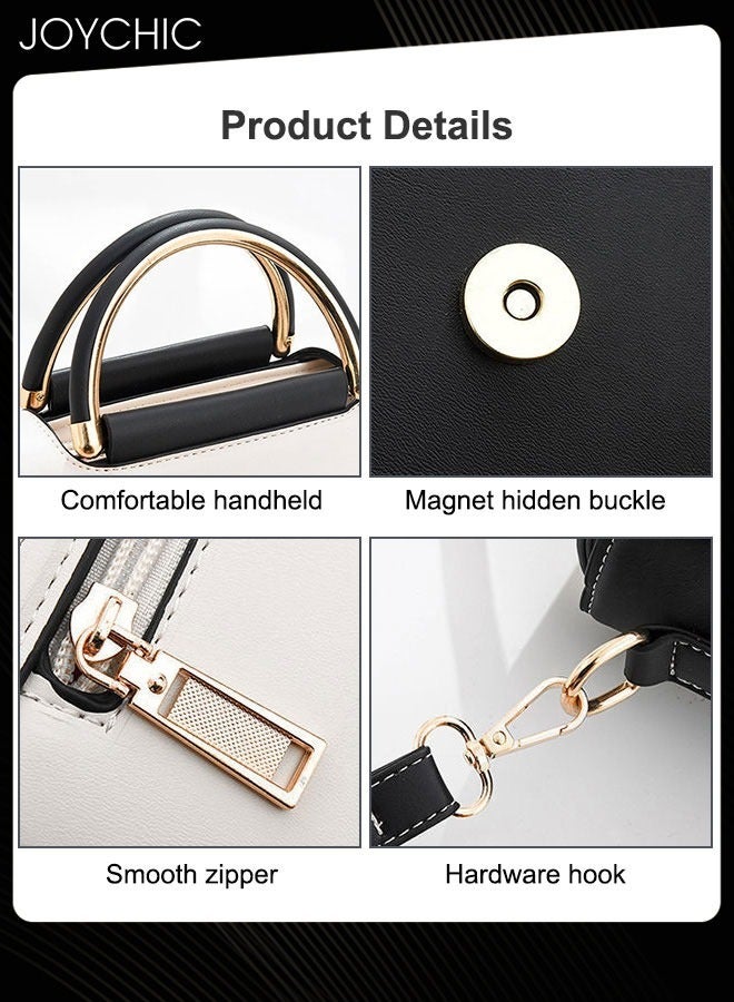 Joychic Handbag for Women Faux Leather Vintage Satchel Small Messenger Crossbody Bag with Detachable Strap Clamshell Design Purse Top Handle Shoulder Bag for Business Traval Shopping  - Image 4