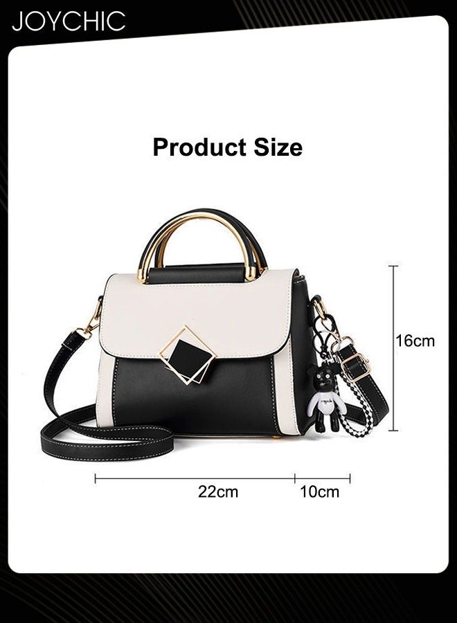 Joychic Handbag for Women Faux Leather Vintage Satchel Small Messenger Crossbody Bag with Detachable Strap Clamshell Design Purse Top Handle Shoulder Bag for Business Traval Shopping  - Image 5