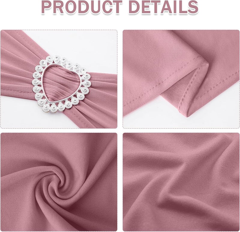 Howhic Pack of 30 Spandex Chair Sashes Bows Stretch Chair Cover Band with Buckle Slider Universal Elastic Chair Ties for Wedding Banquet Party Event Decoration (Dusty Pink) - Image 3