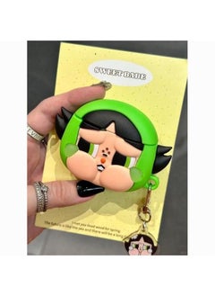 Mind Secret Force Earphone Case Suitable For Airpods4 Apple Wireless Bluetooth 1/2/3/Pro2-Color:Green Hood With Black Hair Little Policewoman + Pendant-Applicable Models:Airpods 1/2 Generation